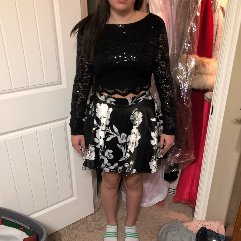 black two piece prom dress.